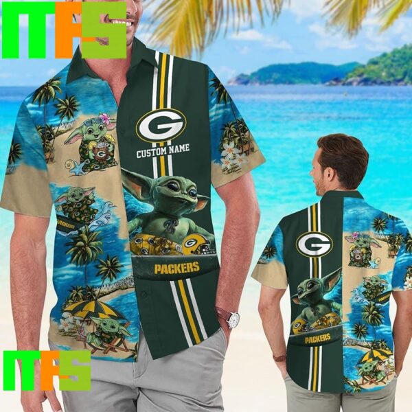 Green Bay Packers Baby Yoda Name Personalized Tropical Hawaiian Shirt Gifts For Men And Women Hawaiian Shirt