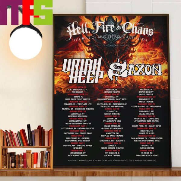 Hell Fire And Chaos The Best Of British Rock And Metal Uriah Heep And Saxon Poster Home Decorations Wall Art Poster Canvas