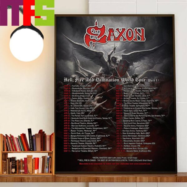 Hell Fire And Damnation Metal Masters 2024 Saxon Poster Home Decorations Wall Art Poster Canvas