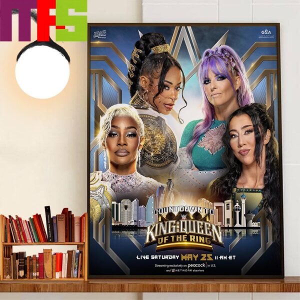 Jade Cargill And Bianca Belair Vs Indi Hartwell And Candice Lerae At WWE The Countdown To King And Queen Of The Ring 2024 Wall Art Decor Poster Canvas