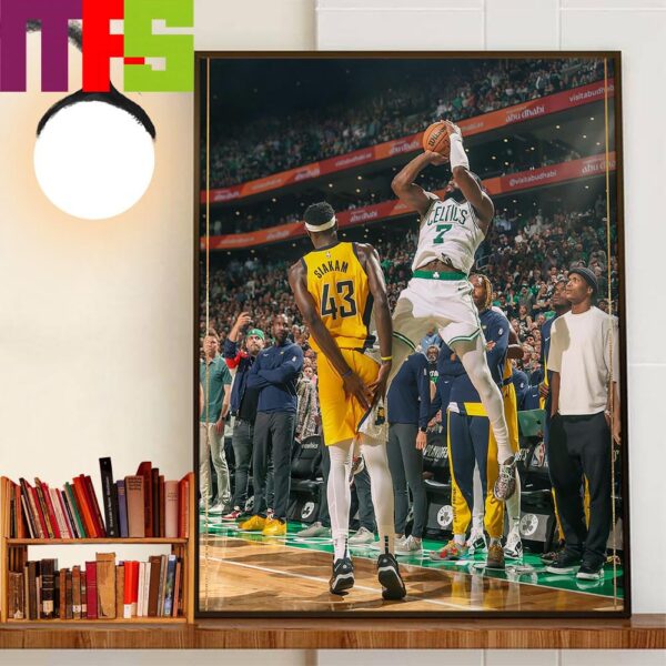 Jaylen Brown Game-Tying Shot To Force OT At Game 1 Boston Celtics Vs Indiana Pacers For Eastern Conference Finals 2023-2024 NBA Playoffs Home Decorations Wall Art Poster Canvas