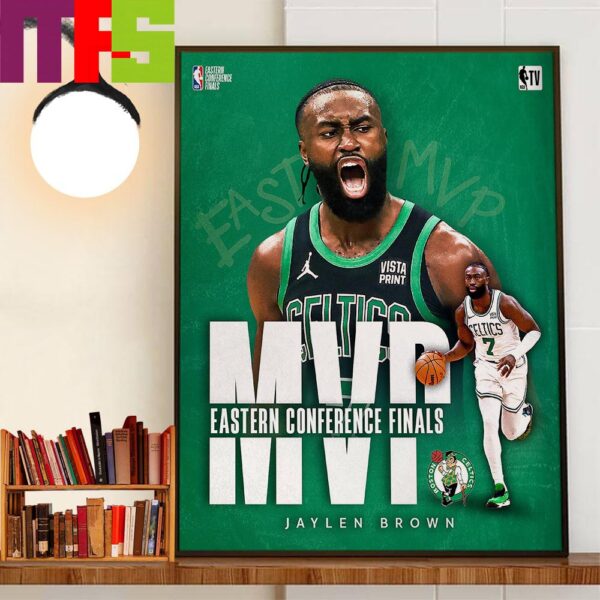 Jaylen Brown Wins The Larry Bird Trophy For 2024 Eastern Conference Finals MVP Wall Art Decor Poster Canvas