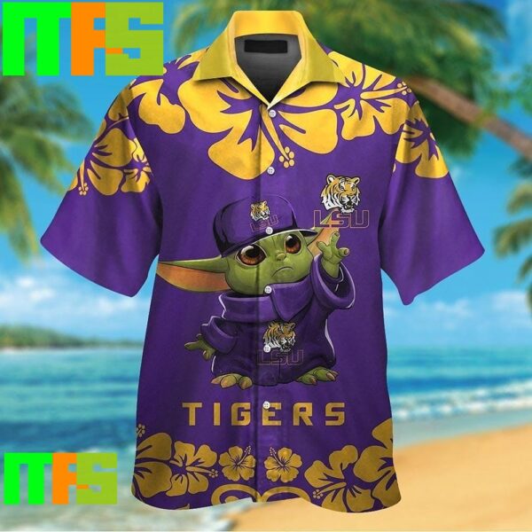 LSU Tigers Baby Yoda Star Wars Tropical Hawaiian Shirt Gifts For Men And Women Hawaiian Shirt
