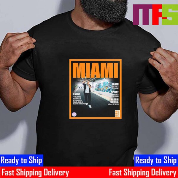 Lando Norris Arriving In A Snap McLaren x Miami GP On The Mclaren Magazines Cover Essential T-Shirt