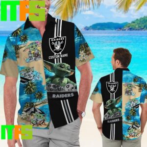 Las Vegas Raiders NFL Baby Yoda Name Personalized Tropical Hawaiian Shirt Gifts For Men And Women Hawaiian Shirt
