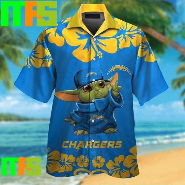 Los Angeles Chargers NFL Baby Yoda Tropical Hawaiian Shirt Gifts For Men And Women Hawaiian Shirt