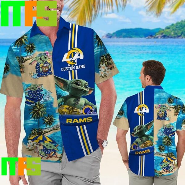 Los Angeles Rams Baby Yoda Name Personalized Tropical Hawaiian Shirt Gifts For Men And Women Hawaiian Shirt