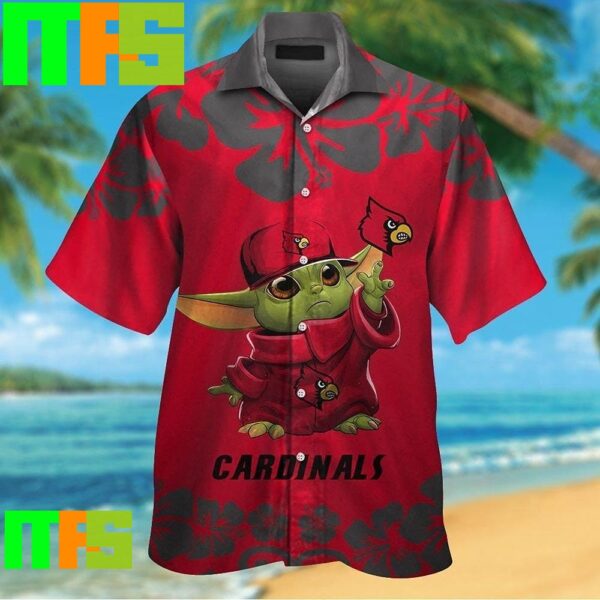 Louisville Cardinals Baby Yoda Tropical Hawaiian Shirt Gifts For Men And Women Hawaiian Shirt