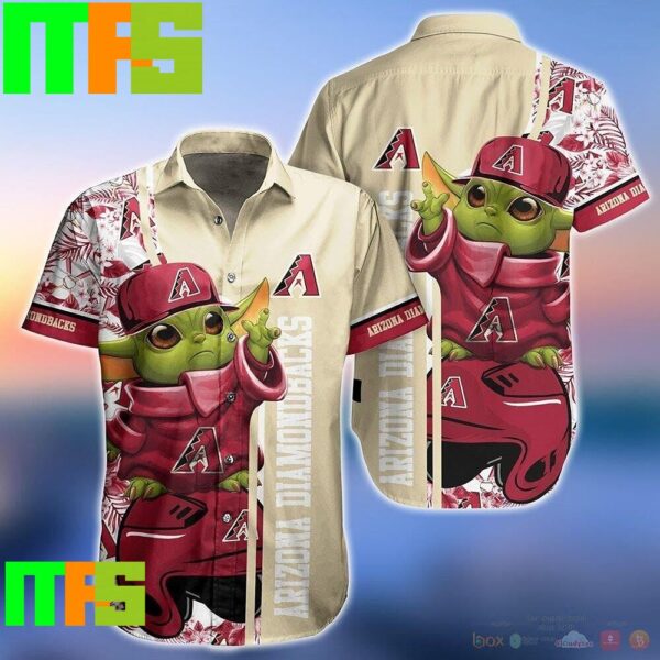 MLB Arizona Diamondbacks Red Gold Baby Yoda Hawaiian Shirt Gifts For Men And Women Hawaiian Shirt