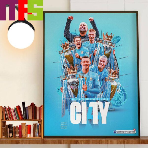 Manchester City Are Premier League Champions For A Record 4th-Time In A Row Home Decorations Poster Canvas