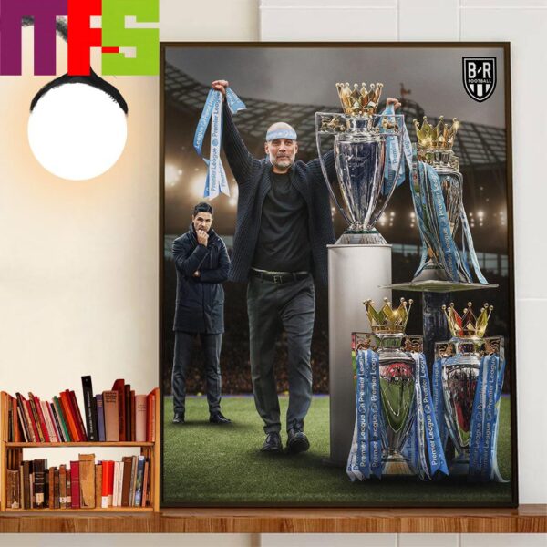 Manchester City Becomes The First Team In The History Of England To Win The League Title In 4th Consecutive Seasons Home Decorations Poster Canvas