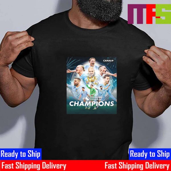 Manchester City Premier League Champion 2023-2024 The Cityzens Win 4th Championship In A Row Essential T-Shirt