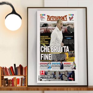 Max Allegri Leaves Juventus Spoiling The Celebration Of The Triumph In The Coppa Italia On Cover Tuttosport Home Decoration Poster Canvas