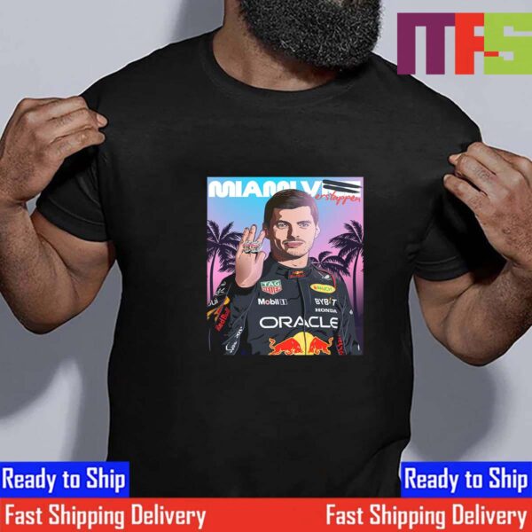 Max Verstappen With Two Rings 2022 and 2023 At Miami GP Essential T-Shirt