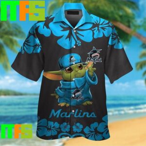 Miami Marlins Baby Yoda Tropical Hawaiian Shirt Gifts For Men And Women Hawaiian Shirt