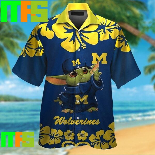 Michigan Wolverines Baby Yoda Tropical Hawaiian Shirt Gifts For Men And Women Hawaiian Shirt