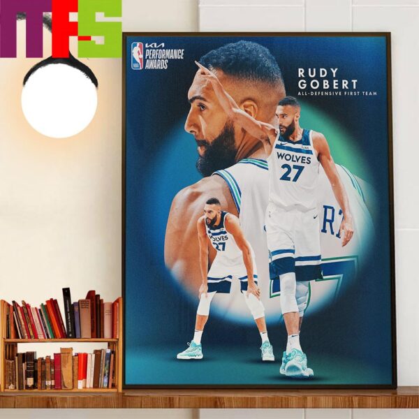 Minnesota Timberwolves Rudy Gobert 2024 All-Defensive First Team NBA Performance Awards Home Decorations Wall Art Poster Canvas
