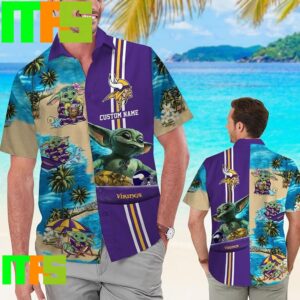 Minnesota Vikings Baby Yoda Name Personalized Tropical Hawaiian Shirt Gifts For Men And Women Hawaiian Shirt