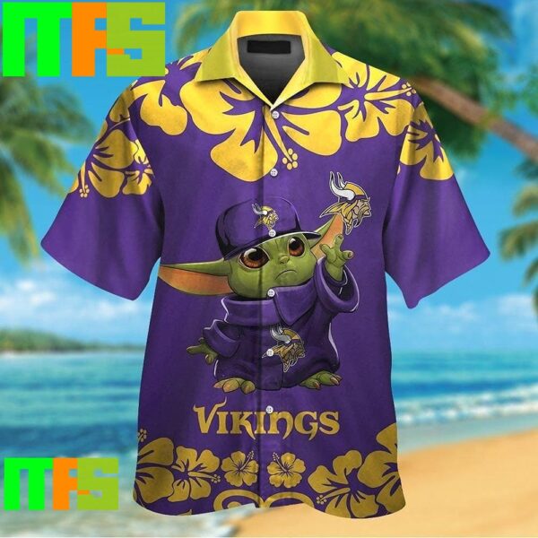 Minnesota Vikings Baby Yoda Tropical Hawaiian Shirt Gifts For Men And Women Hawaiian Shirt