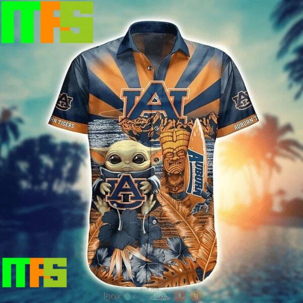 NCAA Auburn Tigers Baby Yoda Trendy Aloha Hawaiian Shirt Gifts For Men And Women Hawaiian Shirt
