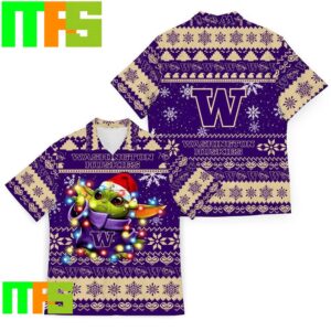 NCAA Washington Huskies Baby Yoda Christmas Trendy Aloha Hawaiian Shirt Gifts For Men And Women Hawaiian Shirt