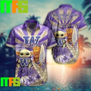 NCAA Washington Huskies Baby Yoda Trendy Aloha Hawaiian Shirt Gifts For Men And Women Hawaiian Shirt