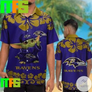 NFL Baltimore Ravens Baby Yoda Purple Hawaiian Shirt Gifts For Men And Women Hawaiian Shirt