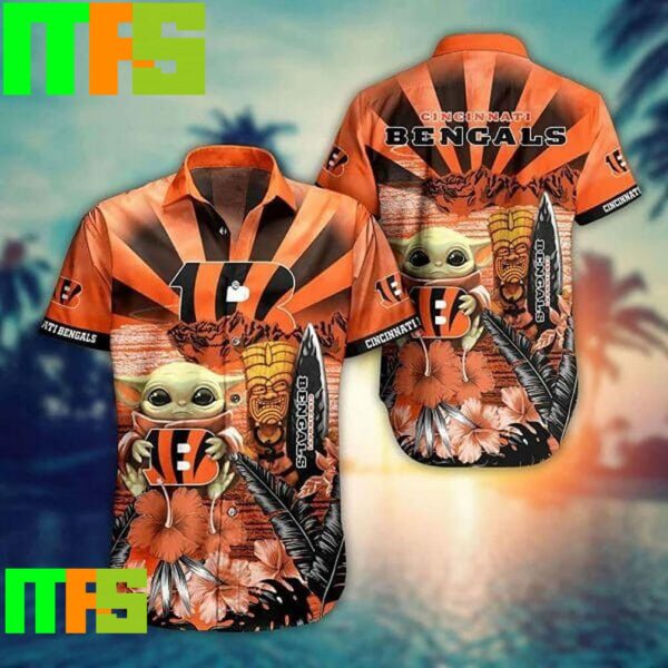 NFL Cincinnati Bengals Baby Yoda Orange Trendy Aloha Shirt Hawaiian Shirt Gifts For Men And Women Hawaiian Shirt