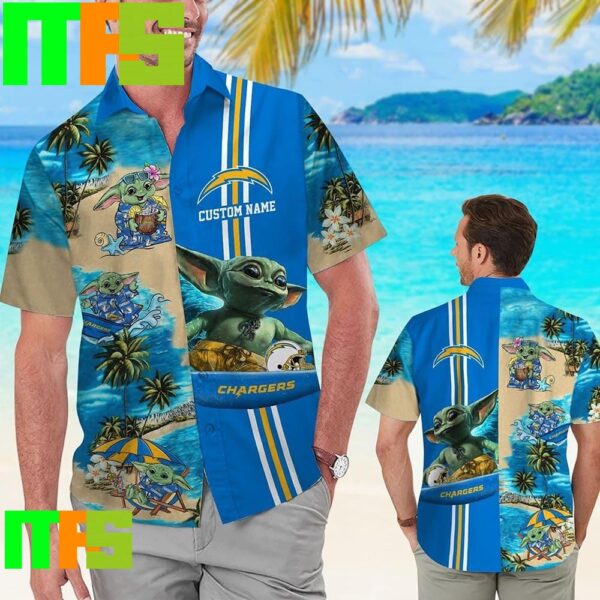 NFL Los Angeles Chargers Baby Yoda Tropical Hawaiian Shirt Gifts For Men And Women Hawaiian Shirt