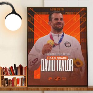 OSU Cowboy Wrestling Welcome To Stillwater Head Coach David Taylor Wall Decor Poster Canvas
