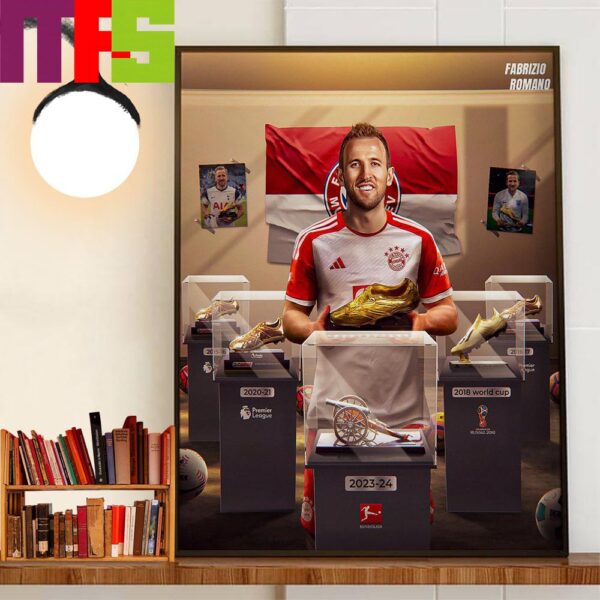 Official Bayern Munich Player Harry Kane Is The 2023-24 European Golden Shoe Winner Wall Art Decor Poster Canvas