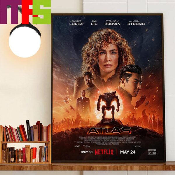 Official Poster Atlas With Starring Jennifer Lopez Simu Liu Sterling K Brown And Mark Strong Home Decorations Wall Art Poster Canvas