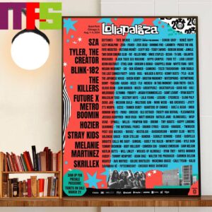 Official Poster Lollapalooza Berlin at Grant Park Chicago IL August 1-4 2024 Home Decor Poster Canvas