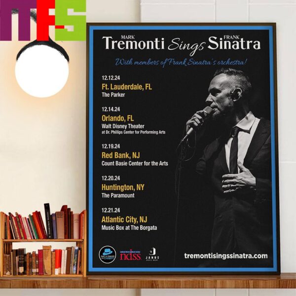 Official Poster Tremonti Sings Sinatra Tour December 2024 Home Decor Poster Canvas