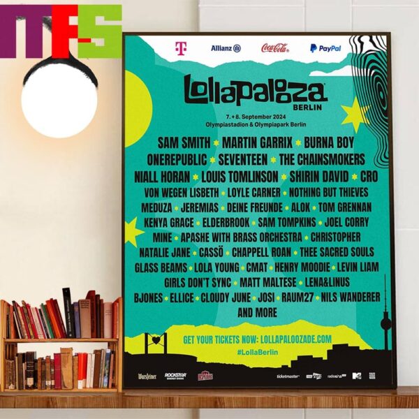 Official Poster Worldwide Carats For Lollapalooza Berlin at Olympiastadion And Olympiapark Berlin September 7th-8th 2024 Home Decor Poster Canvas
