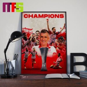 Olympiacos Beat Fiorentina To Win The 2024 UEFA Europa Conference League Home Decor Poster Canvas