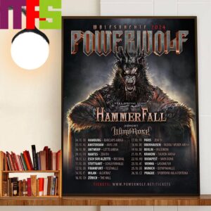 Powerwolf Wolfsnachte 2024 With Very Special Guest Hammer Fall Home Decor Poster Canvas