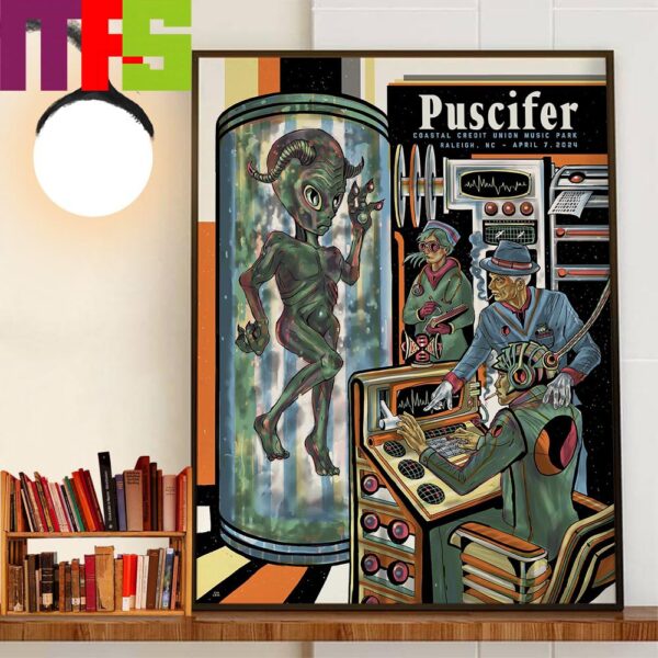 Puscifer Poster At Coastal Credit Union Music Park Raleigh NC April 7th 2024 Wall Decor Poster Canvas