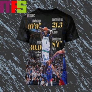 Record Of Anthony Edwards In Game 6 Minnesota Timberwolves Vs Denver Nuggets NBA Playoffs 2024 All Over Print