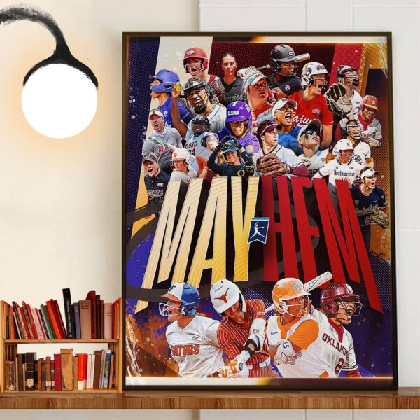 Road To WCWS NCAA Softball Let The Mayhem Begin Home Decoration Poster Canvas