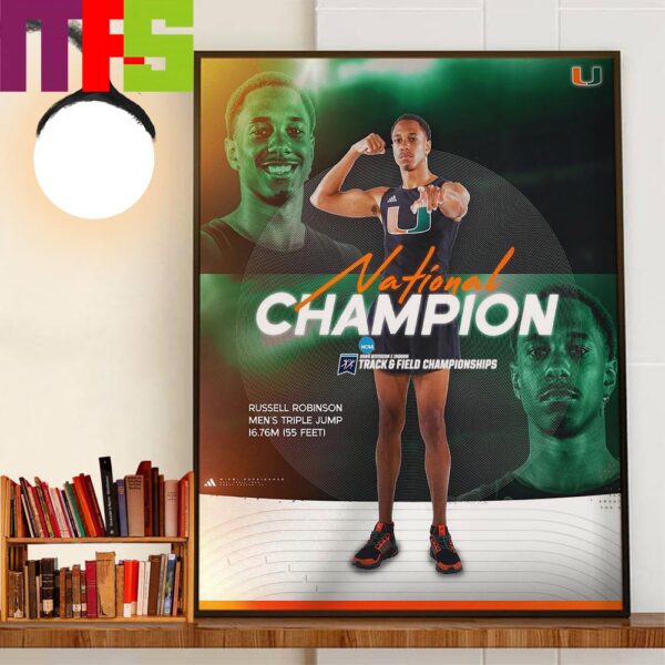 Russell Robinson Is The 2024 NCAA Division I Indoor Track And Field Championships National Champion Wall Art Decor Poster Canvas