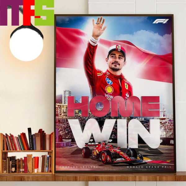 Scuderia Ferrari F1 Team Charles Leclerc Home Win At Monaco GP Wall Art Decor Poster Canvas