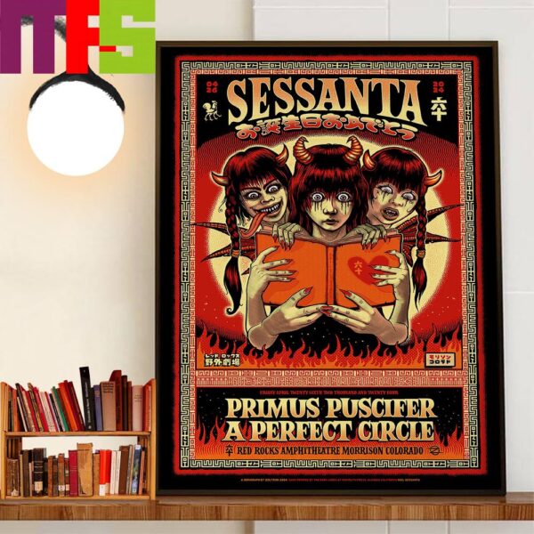 Sessanta Poster At The Red Rocks Amphitheatre Morrison CO April 26th 2024 Wall Decor Poster Canvas