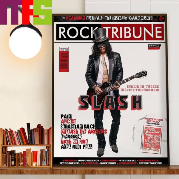 Slash Is On The Cover Of Rock Tribune Magazine June 2024 Home Decor Poster Canvas