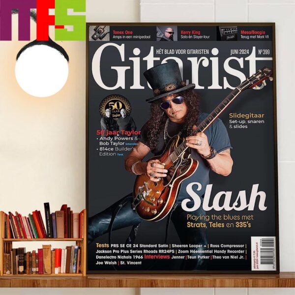 Slash On The Cover Of Netherlands Gitarist Magazine June 2024 Home Decorations Wall Art Poster Canvas