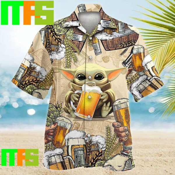 Star Wars Baby Yoda And Beer Gift For Fans Tropical Aloha Hawaiian Shirt Gifts For Men And Women Hawaiian Shirt