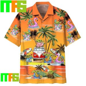 Star Wars Disney Baby Yoda Orange Tropical Aloha Hawaiian Shirt Gifts For Men And Women Hawaiian Shirt