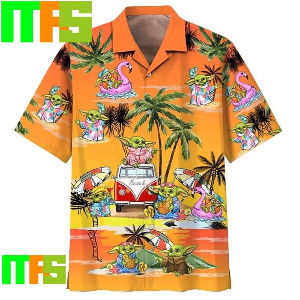 Star Wars Disney Baby Yoda Orange Tropical Aloha Hawaiian Shirt Gifts For Men And Women Hawaiian Shirt