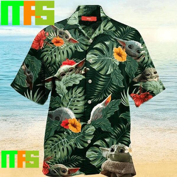 Star Wars Hawaiian Shirt Baby Yoda Grogu Hibiscus Flower Tropical Aloha Hawaiian Shirt Gifts For Men And Women Hawaiian Shirt