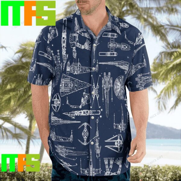 Star Wars Space Ships Motif on Tropical Aloha Hawaiian Shirt Gifts For Men And Women Hawaiian Shirt